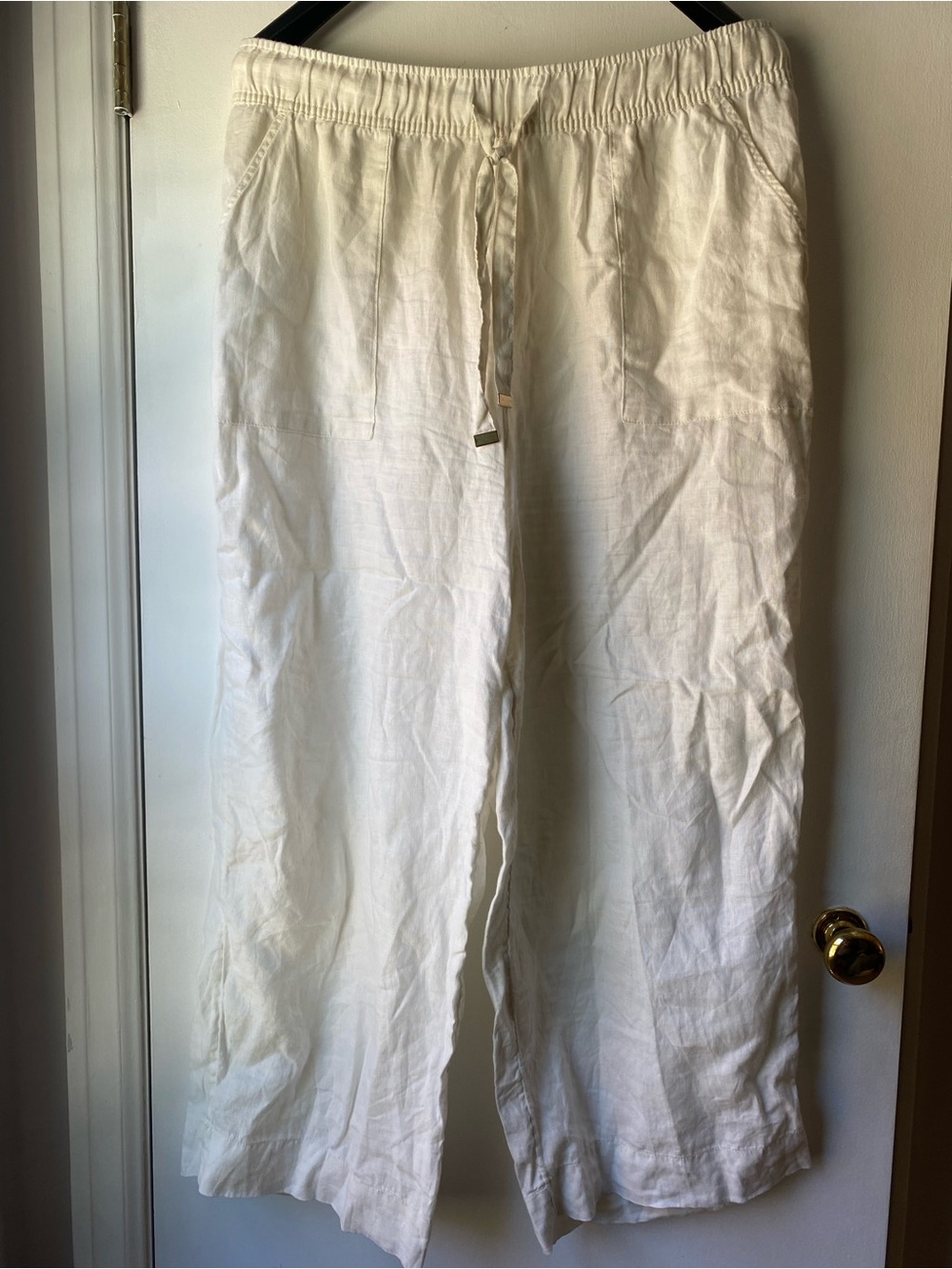 Joie White Drawstring Linen Chinos